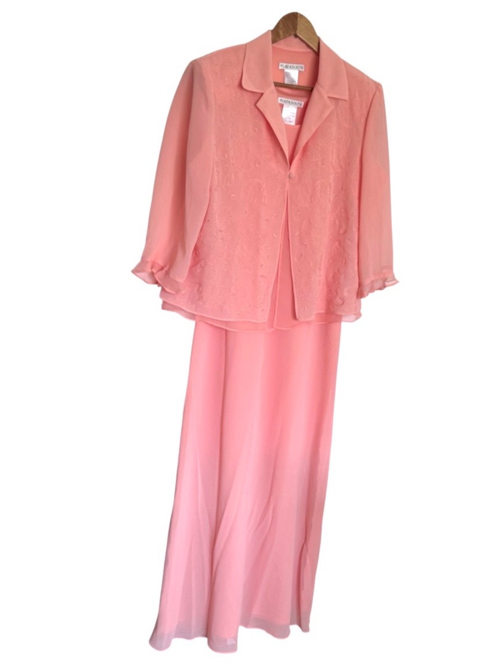 2PC Plaza South Maxi Dress Top Set Women’s Size 14 Pink Lightweight